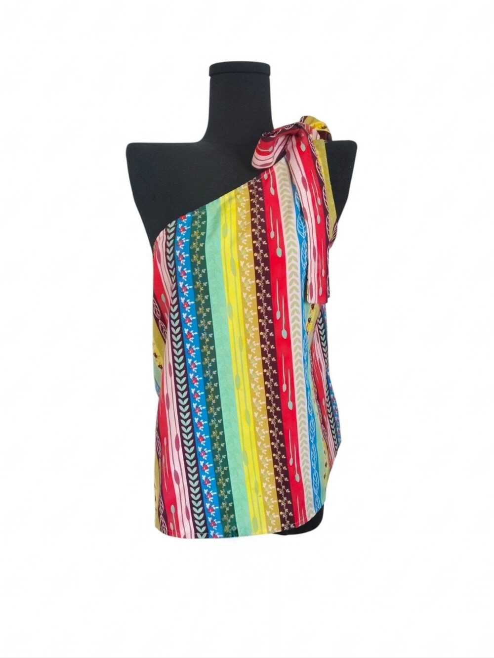 5/$25 SHEIN VCAY Boho Striped One Shoulder Tie Blouse